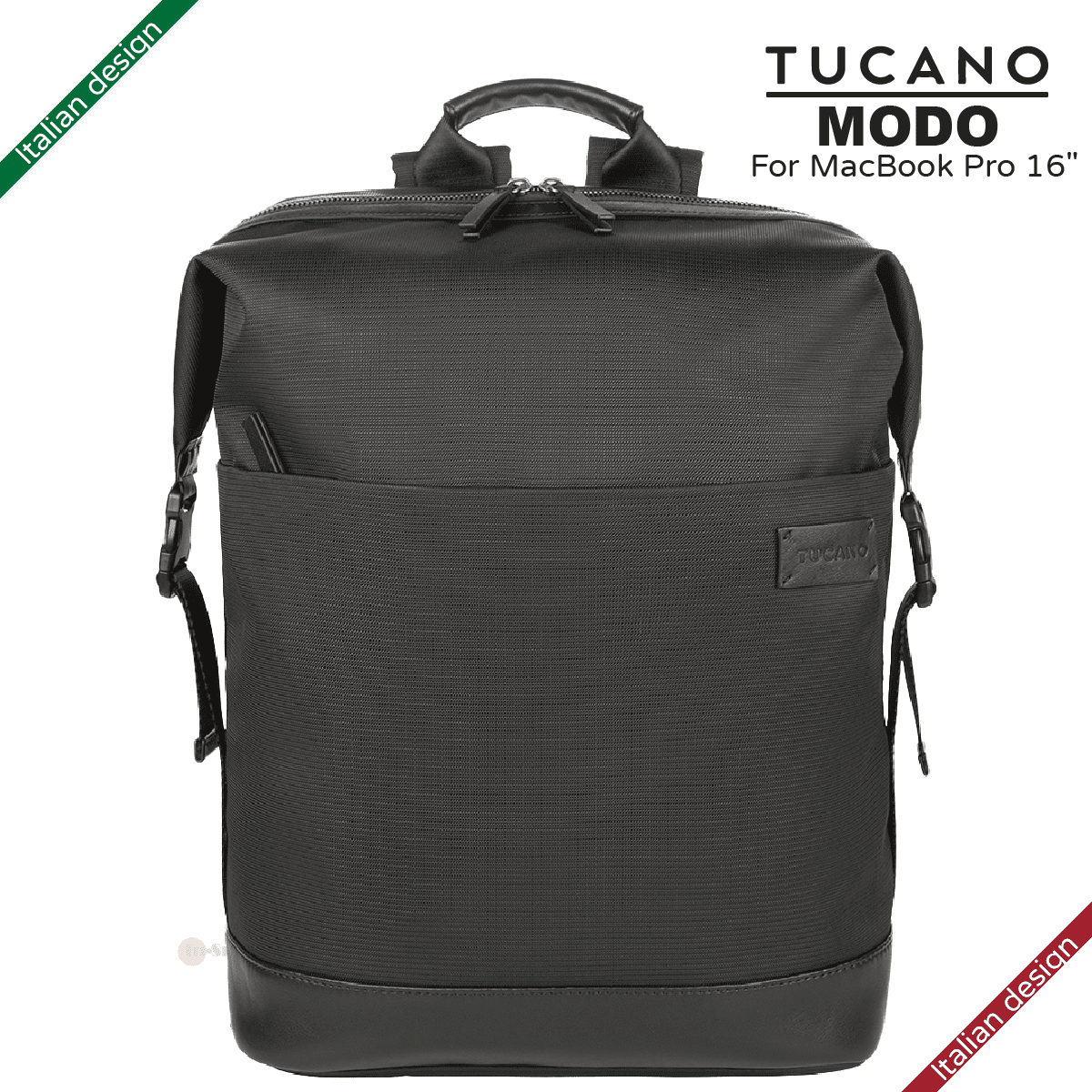 TUCANO - MODO PREMIUM 皮革細節商務背包 適用於 MacBook Pro 16" - 黑色|意大利設計