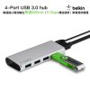 Belkin - Aluminum USB 3.0 4 Port Hub w/PSU (F4U073QE)