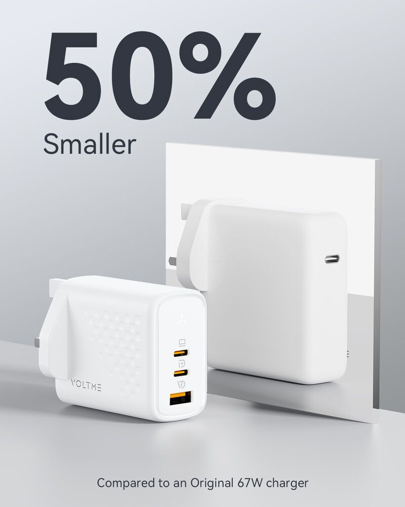 VOLTME - Revo 65 - PD65W (USB-C x2+USB-A) 三端口快速充電器(英規)- 白色 - Image 4
