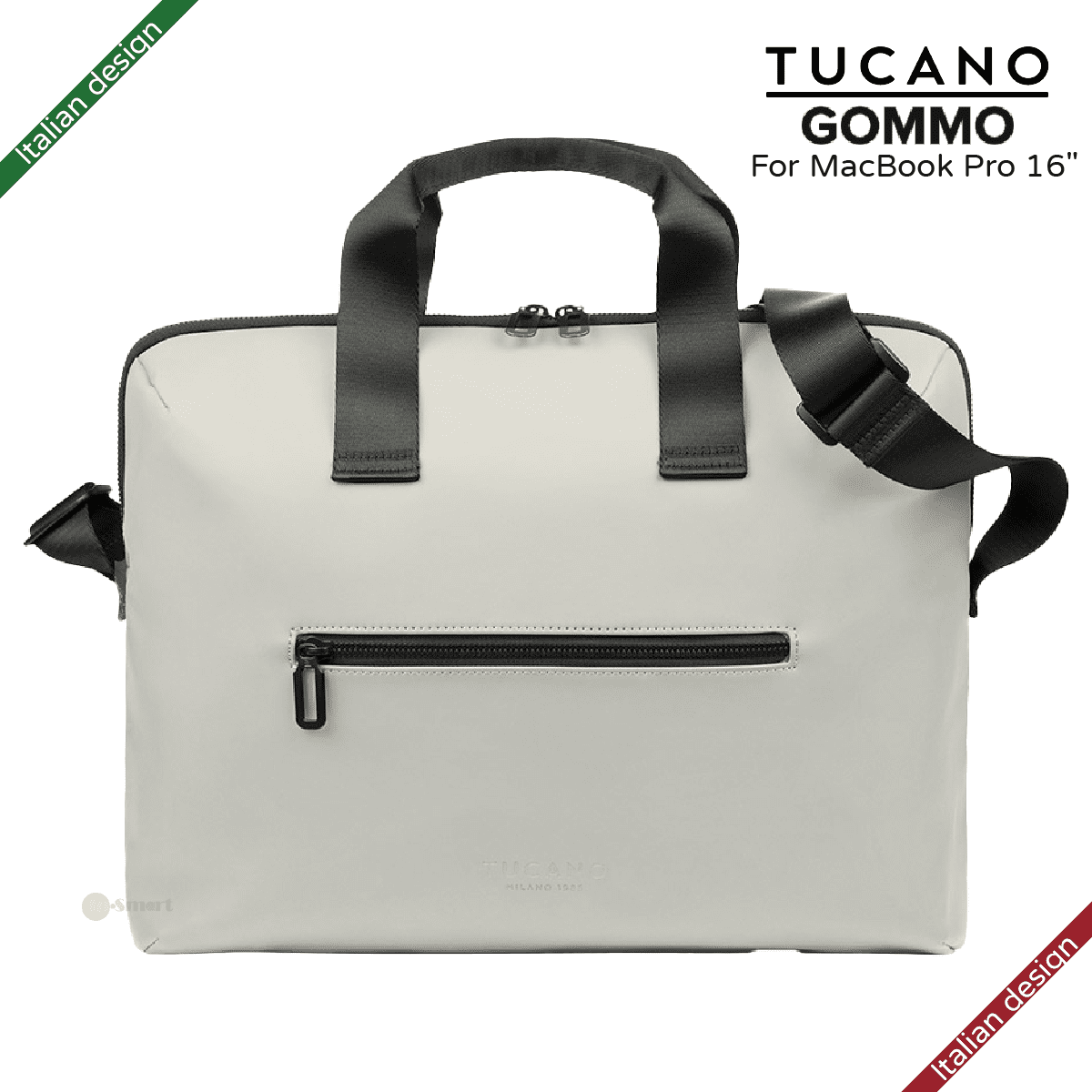 TUCANO - GOMMO 15.6英寸 再生塑料筆記型電腦袋配肩帶 適用於 16吋MacBook Pro - 灰色|義大利設計