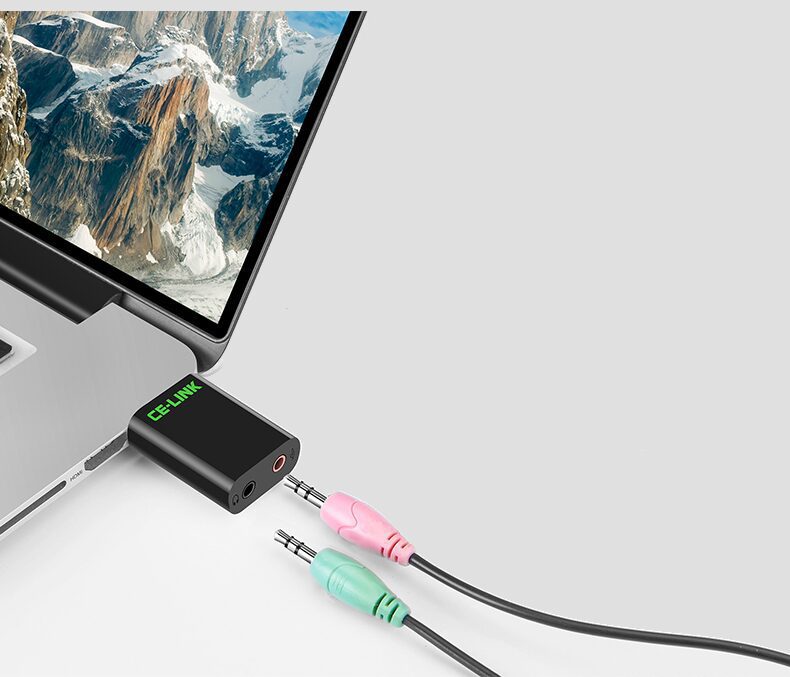 Alternative view of CE-LINK - USB轉耳機及咪 外接式音效卡+咪 轉換器 USB轉3.5mm耳筒 音頻輸出及輸入