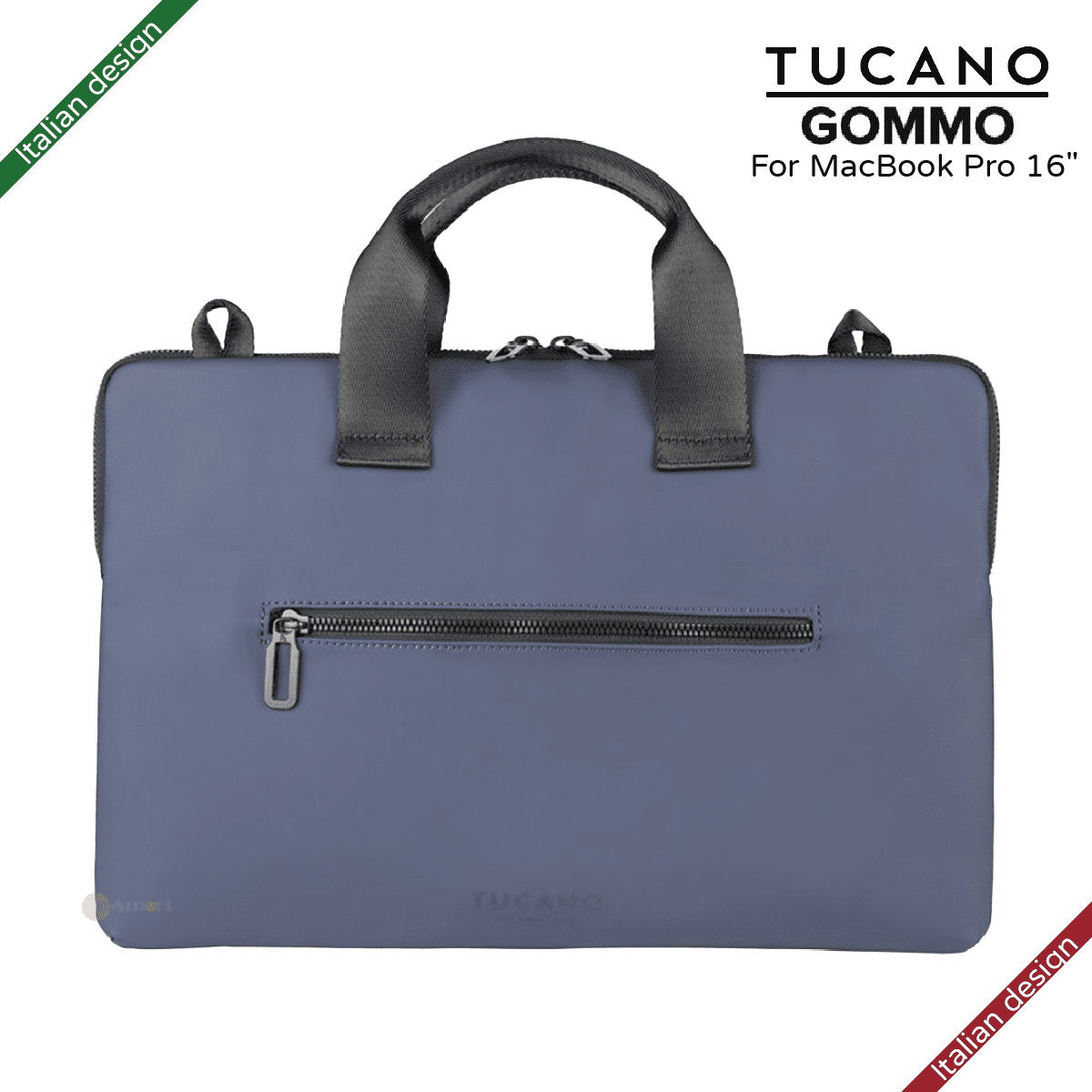 TUCANO - GOMMO 15.6英寸 再生塑料筆記型電腦袋配可拆卸的肩帶 適用於 16吋MacBook Pro - 藍色|義大利設計