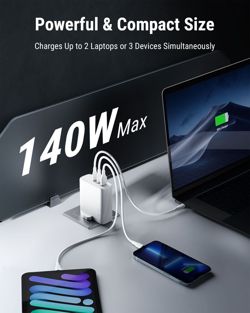 VOLTME - Revo 140 - PD140W (USB-C*2+USB-A) 三端口快速充電器(英規)- 白色 - Image 6