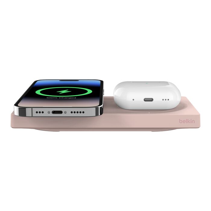 Belkin - BoostCharge Pro MagSafe 2 合 1 無線充電板 15W - 粉紅色 - WIZ019BTPK - Image 3