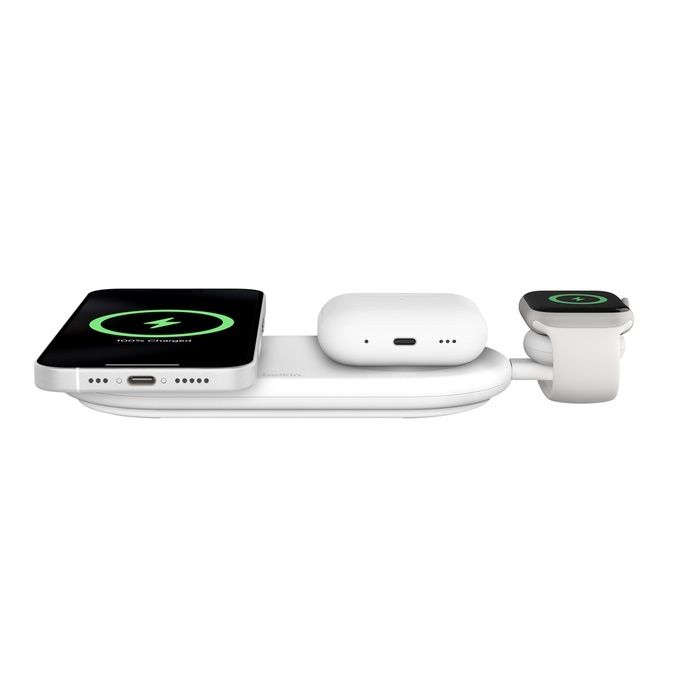 Belkin - BoostCharge Pro Qi2 15W 3合1磁吸無線充電板 白色 (WIZ022QCWH) - Image 3