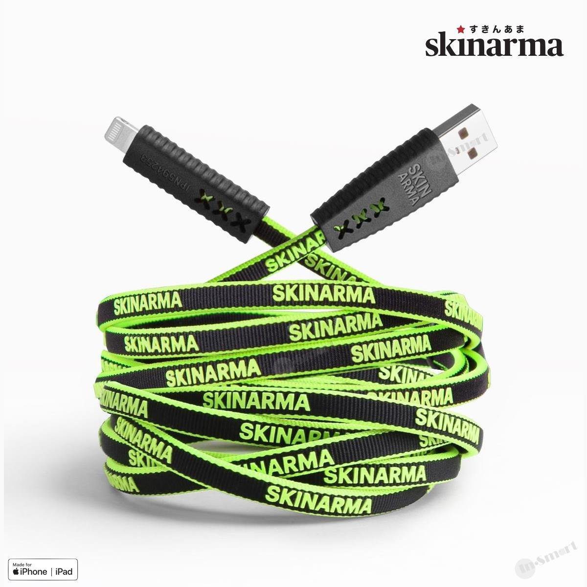 Skinarma - Tenso 3.0A USB-A 至 Lightning 型格耐用強韌快速充電線傳輸線 (官方 MFI 認證) 1.2米 綠/黑