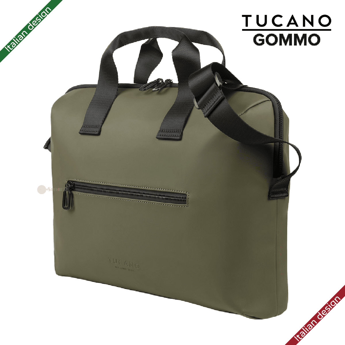 TUCANO - GOMMO 15.6英寸 再生塑料筆記型電腦袋配肩帶 適用於 16吋MacBook Pro - 軍綠色|義大利設計 - Image 4