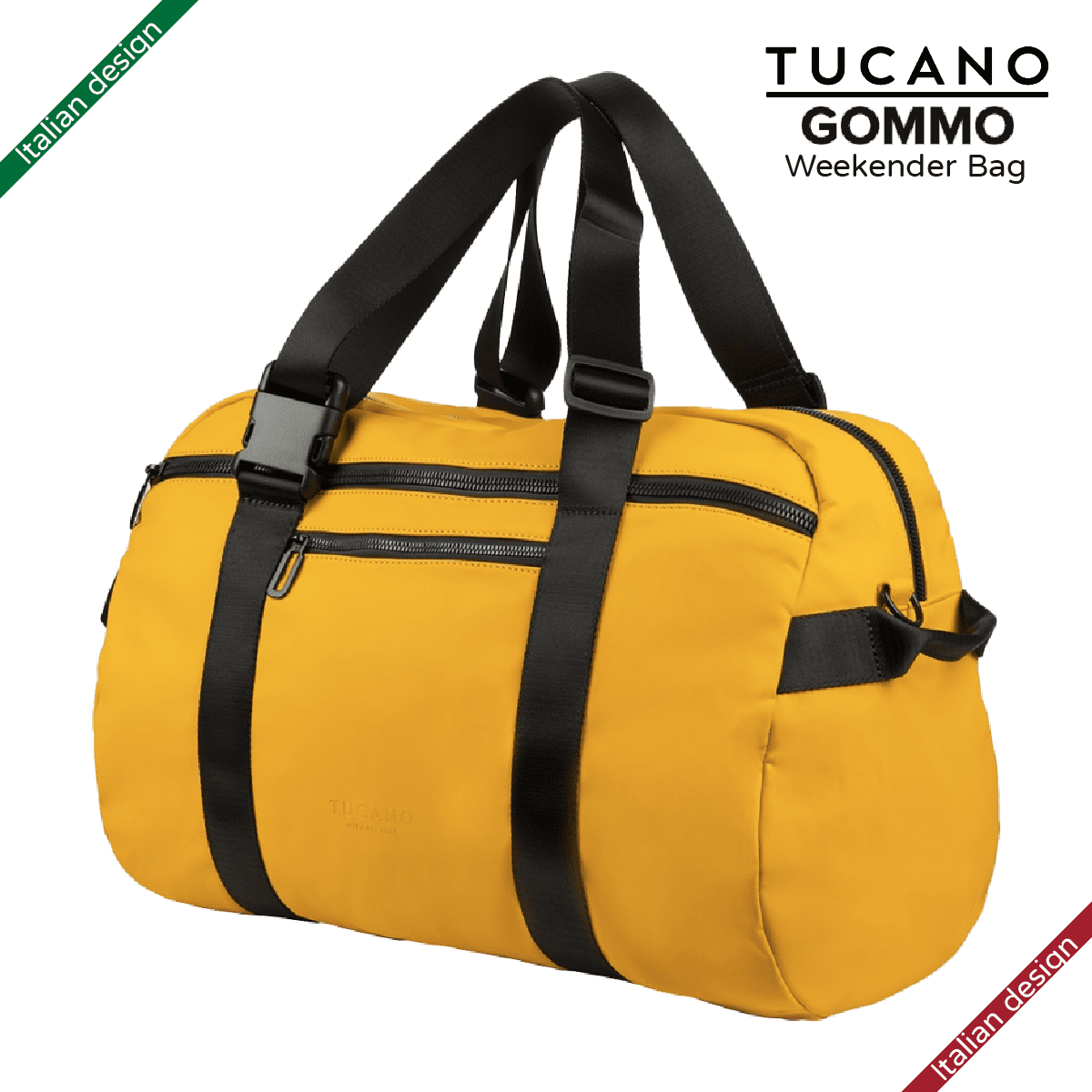 TUCANO - Tucano Gommo 再生塑料可變換成背包的週末旅行包 - 黃色|意大利設計