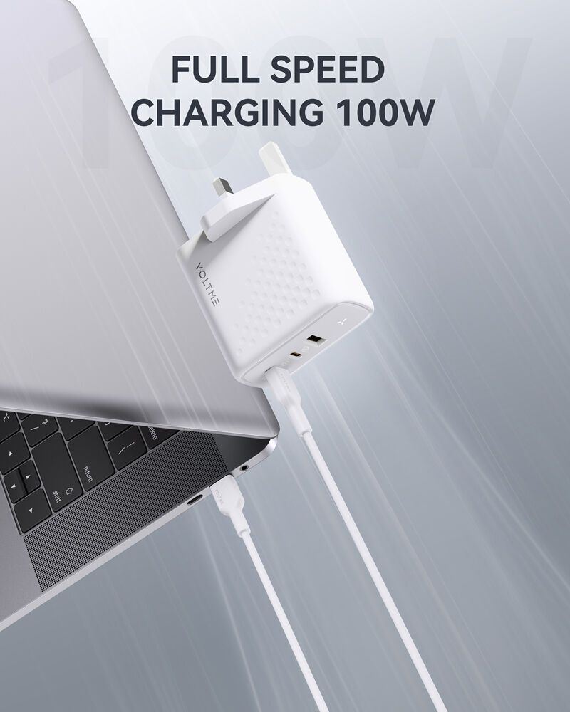 Alternative view of VOLTME - Revo 100 - PD100W (USB-C x2+USB-A) 三端口快速充電器(英規)- 白色
