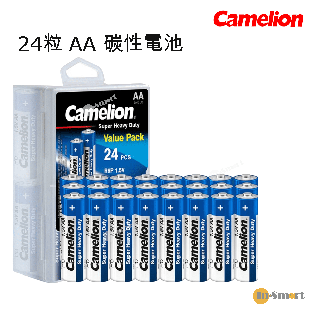 Camelion - 24粒 AA 實惠裝 高能碳性電池 + 收納盒 (藍色)