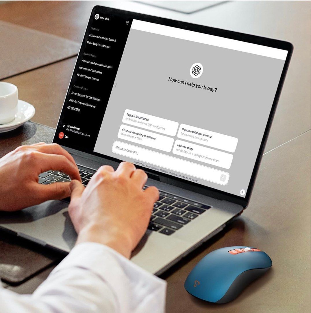 In-Smart - iTing V8 ChatGPT AI MOUSE 無線智能藍牙滑鼠|一鍵直入ChatGPT智能寫作平台|2.4GHz & Bluetooth 滑鼠 - Image 3