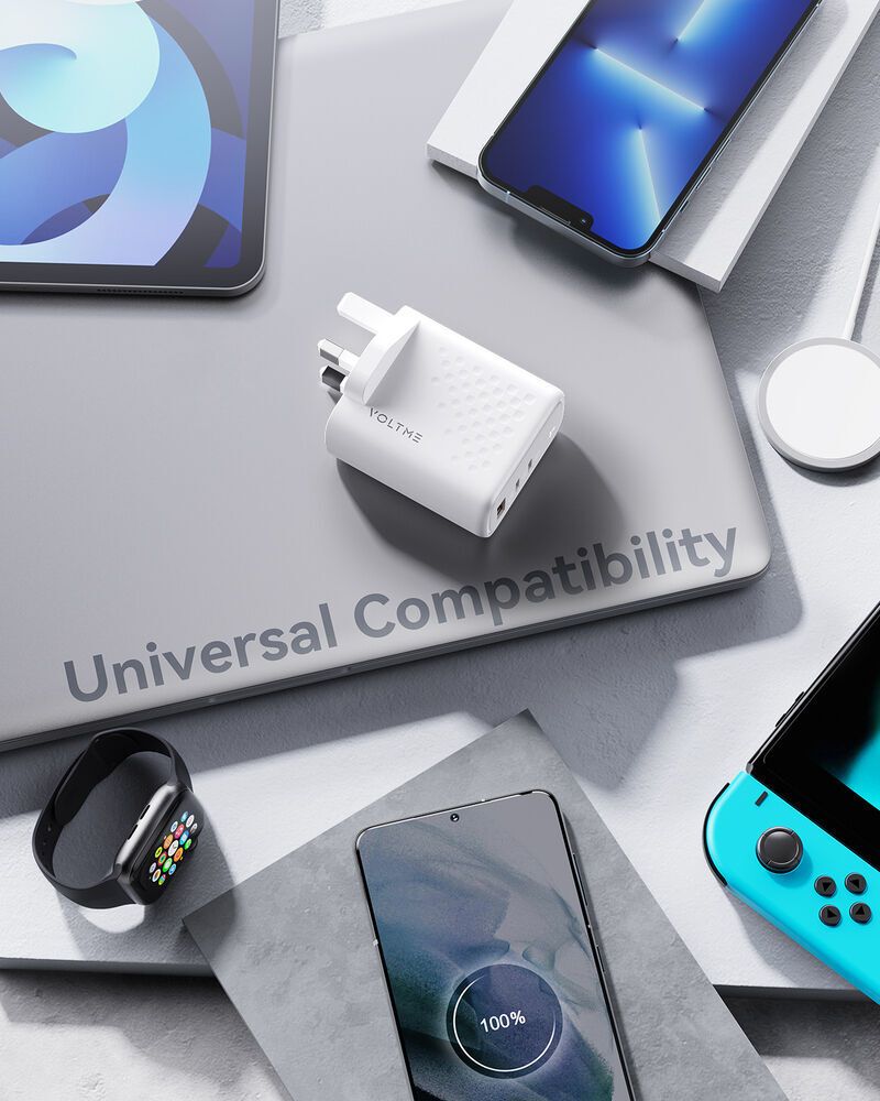 VOLTME - Revo 65 - PD65W (USB-C x2+USB-A) 三端口快速充電器(英規)- 白色 - Image 5