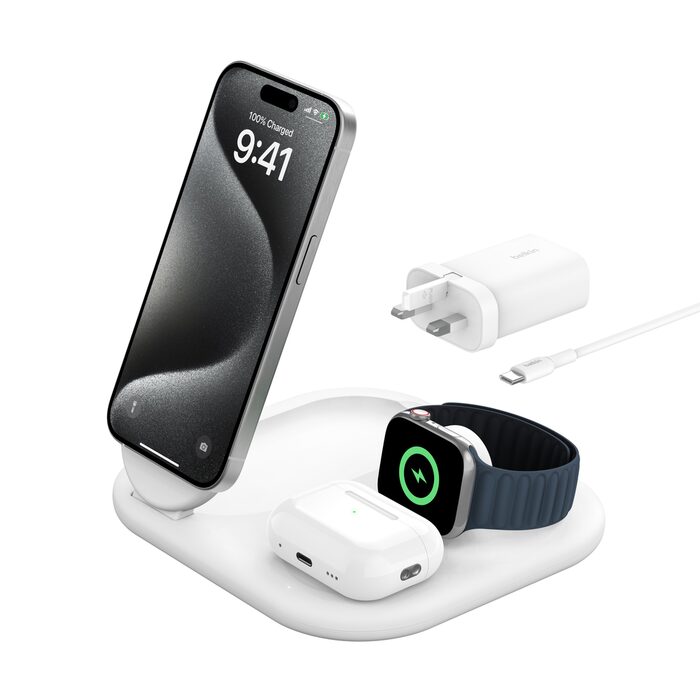 Alternative view of Belkin – BoostCharge Qi2 3合1 可折疊磁吸充電板 15W - 白色 WIZ029myWH