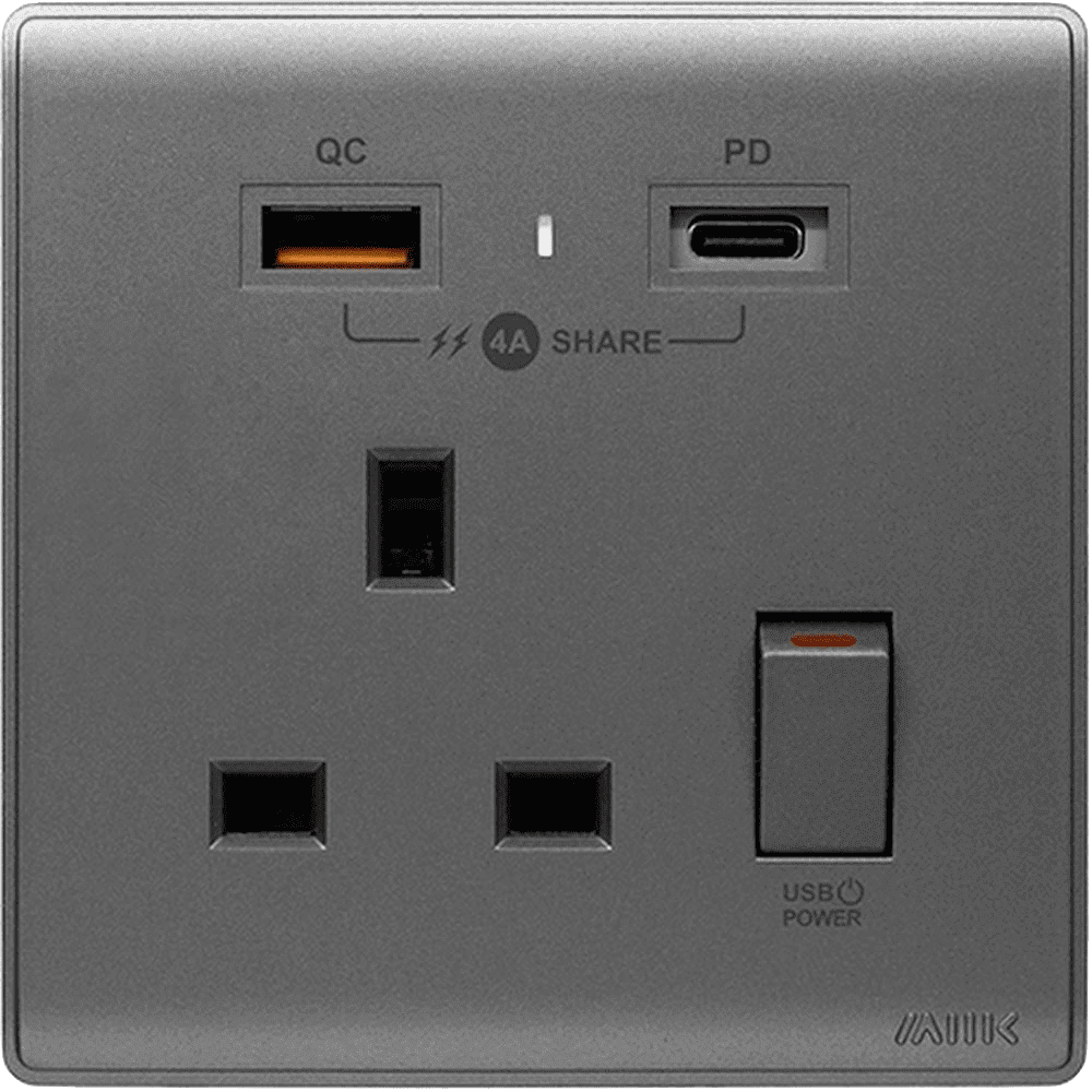 M2K – PDQC Type C/USB 電制 (單蘇) - 支援 PD & QC3.0 18W 快充 9V&12V|最大輸出 20W - 灰色