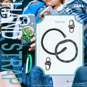 PhoneSuit – SOULCIAL 多功能手帶手機帶 (25cm 手帶 x2) - Vecna (黑色 / 青色)