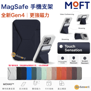 MOFT – 磁吸式手機支架（Gen4）｜耐久強化版｜MOVAS™｜錢包｜兼容 MagSafe 功能｜海軍藍
