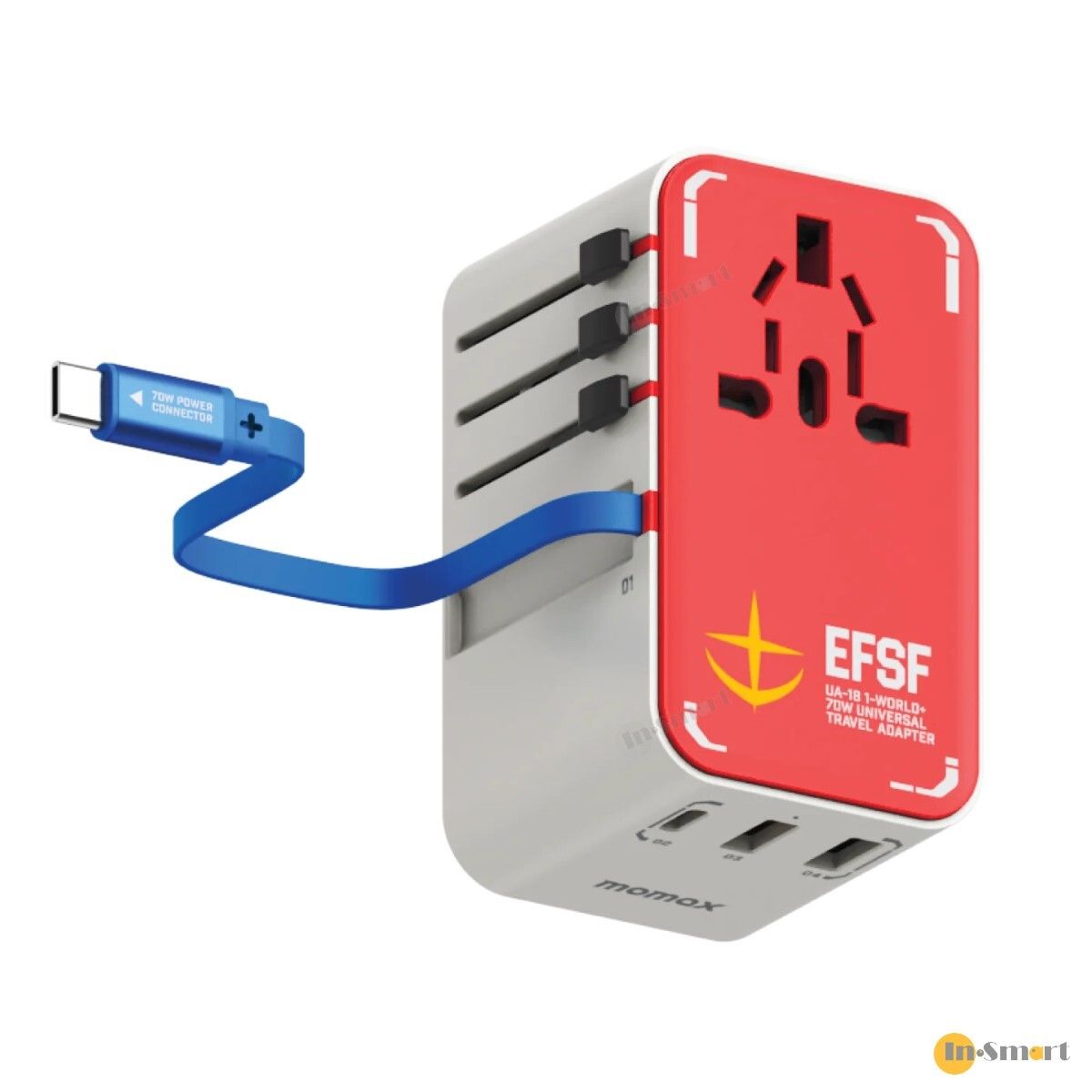 Alternative view of MOMAX – 1-World+ 70W GaN 3插口及內置伸縮USB-C充電線手提電腦充電旅行插座 - 高達 Gundam RX-78 限量版