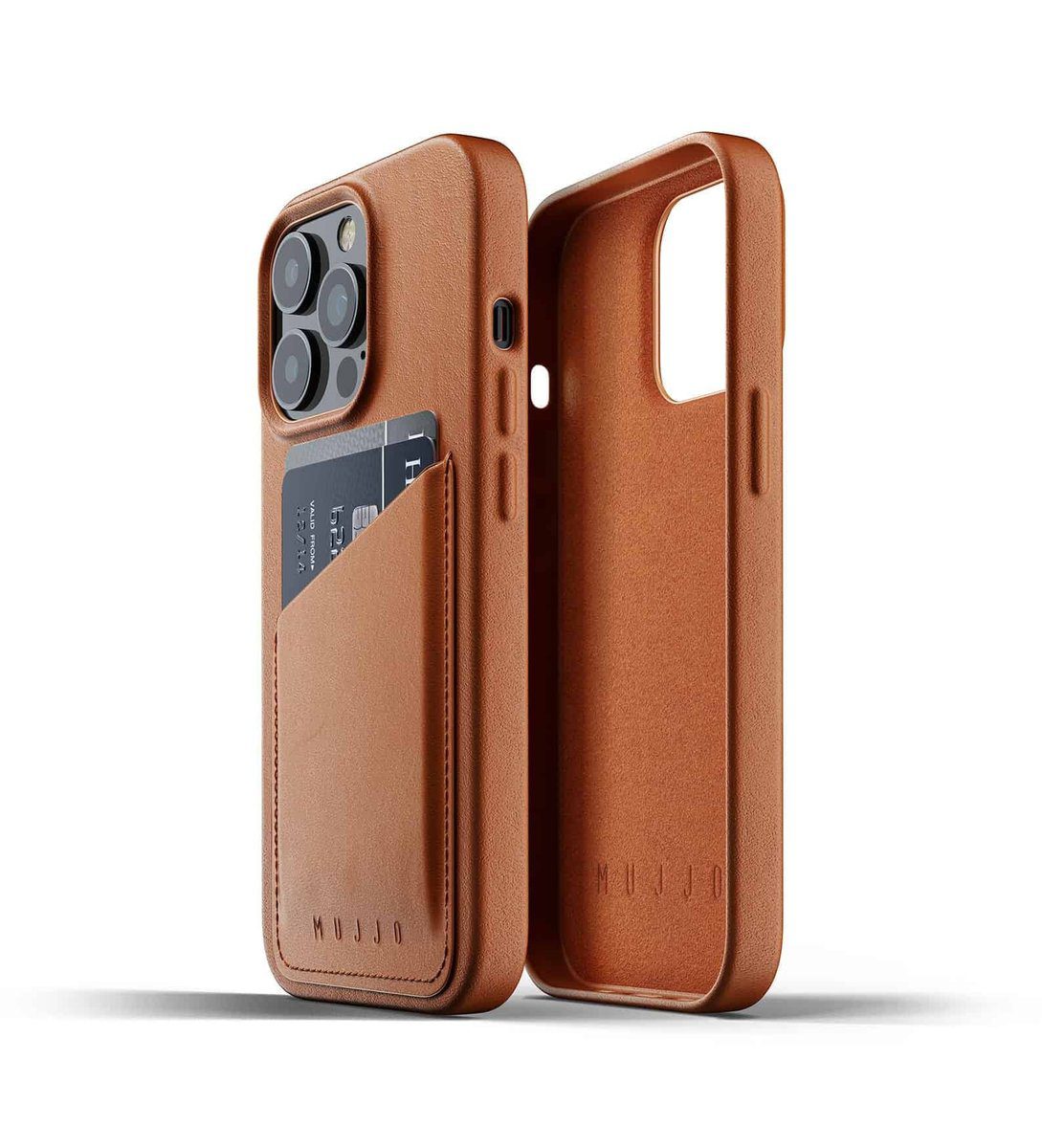 MUJJO  Full Leather Wallet Case 傳統工藝植鞣真皮革連卡套保護殻 棕褐色 iPhone 13 Pro