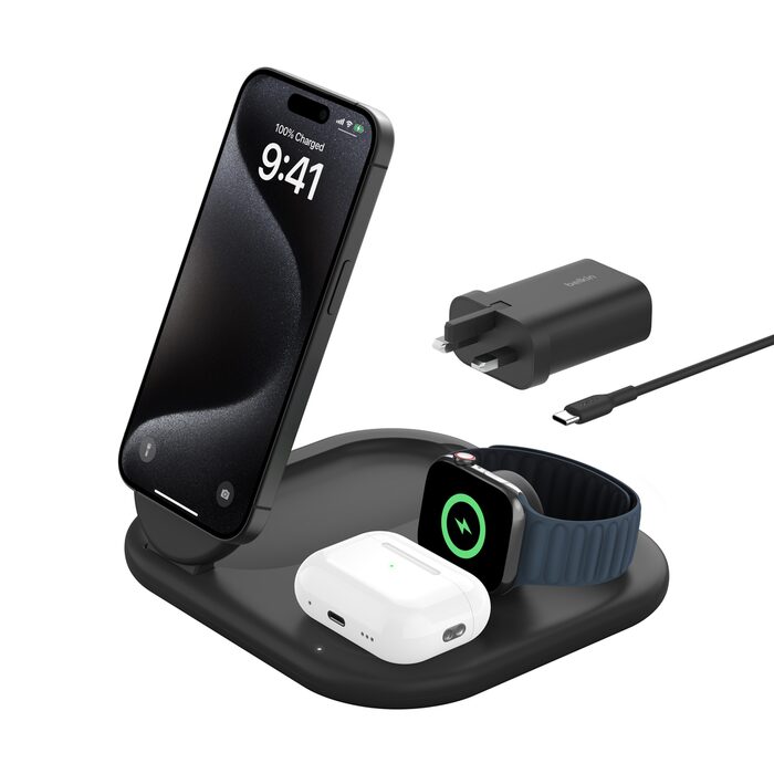 Alternative view of Belkin – BoostCharge Qi2 3合1 可折疊磁吸充電板 15W WIZ029myBK