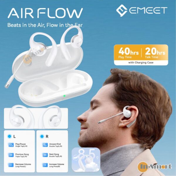 EMEET – Airflow 雙向極致降噪耳機｜可拆式麥克風｜ENC降噪｜白色