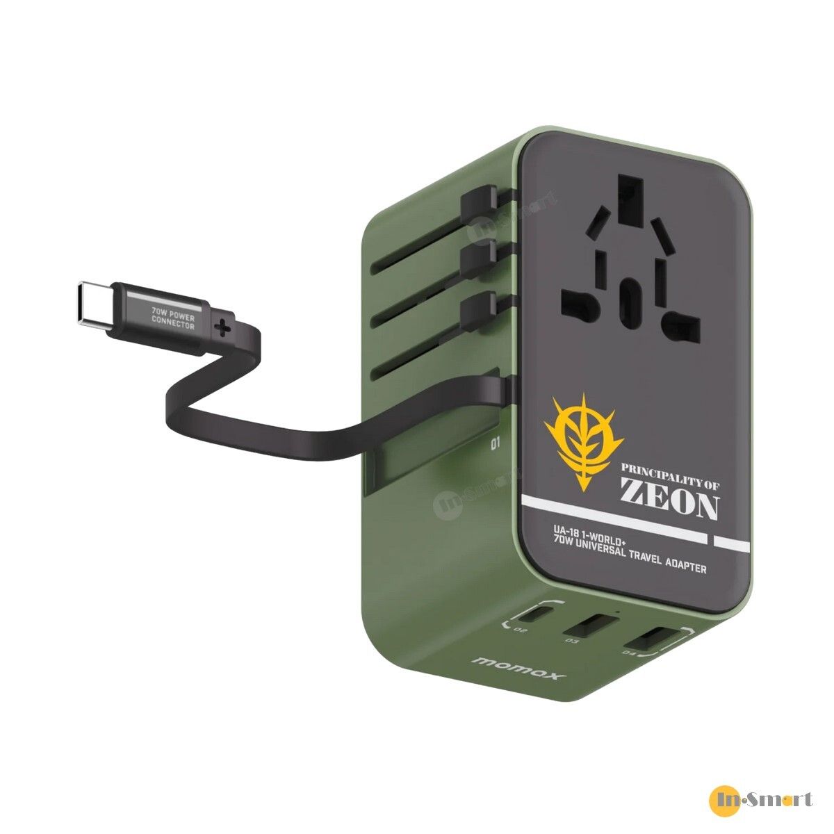 Alternative view of MOMAX – 1-World+ 70W GaN 3插口及內置伸縮USB-C充電線手提電腦充電旅行插座 - 高達 Gundam 渣古2.0 限量版