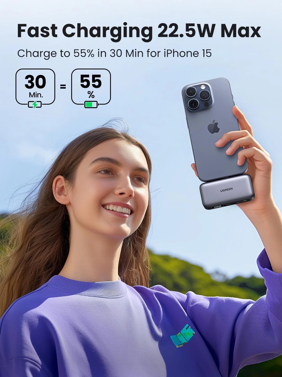 UGREEN 迷你行動電源 5000mAh 22.5W 雙口充電器 - Image 8