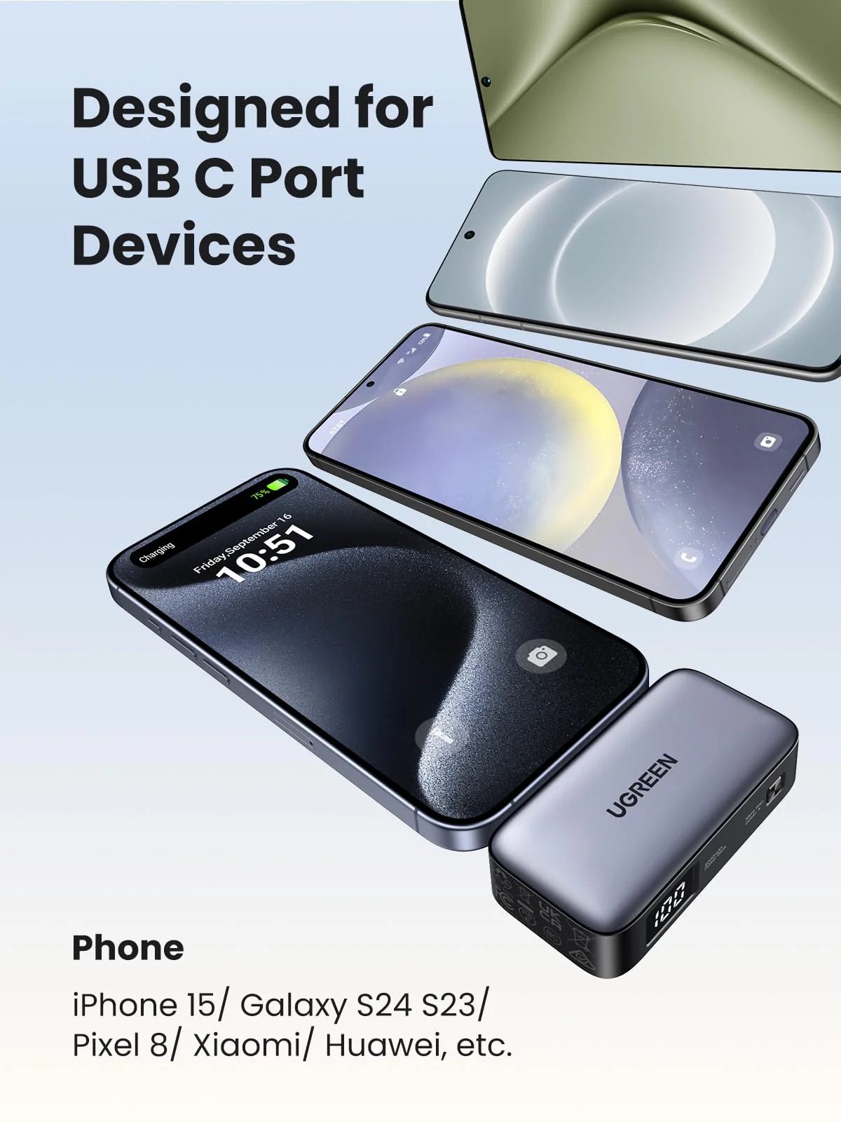 UGREEN 迷你行動電源 5000mAh 22.5W 雙口充電器 - Image 5