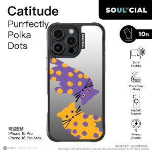 PhoneSuit – SOUL-CIAL Catitude Purrfectly Polka Dots Mirror 保護殼 - Magsafe - Black - For iPhone 16 Pro Max