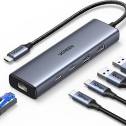 Alternative view of UGREEN USB-C 以太網適配器 5合1集線器