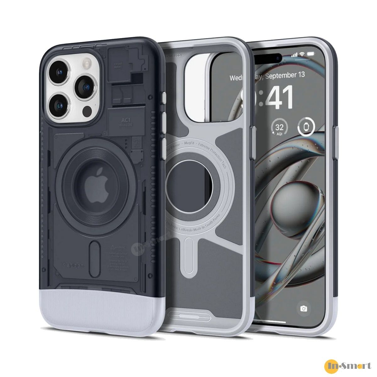 Alternative view of Spigen – Classic C1 Magfit iMac G3 紀念磁吸手機殼 iPhone 15 Pro (6.1吋) 軍規防摔 (石墨灰)