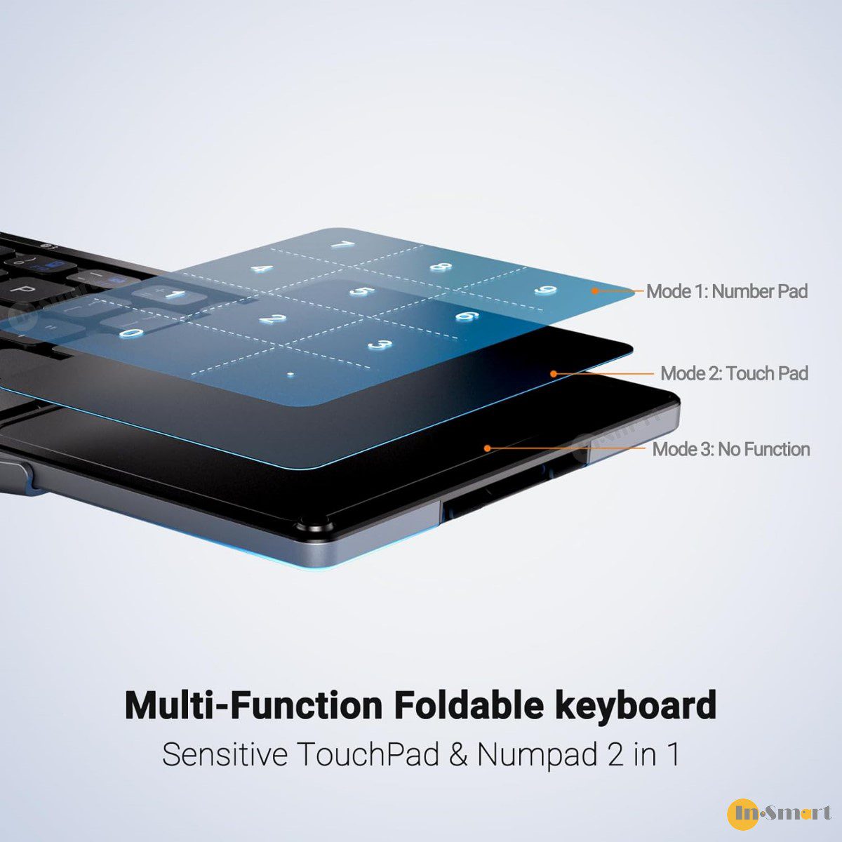 iClever – IC-BK18 超纖薄折疊式藍牙鍵盤 (美式) 連多點敏感觸控板加數字鍵盤 - Image 4