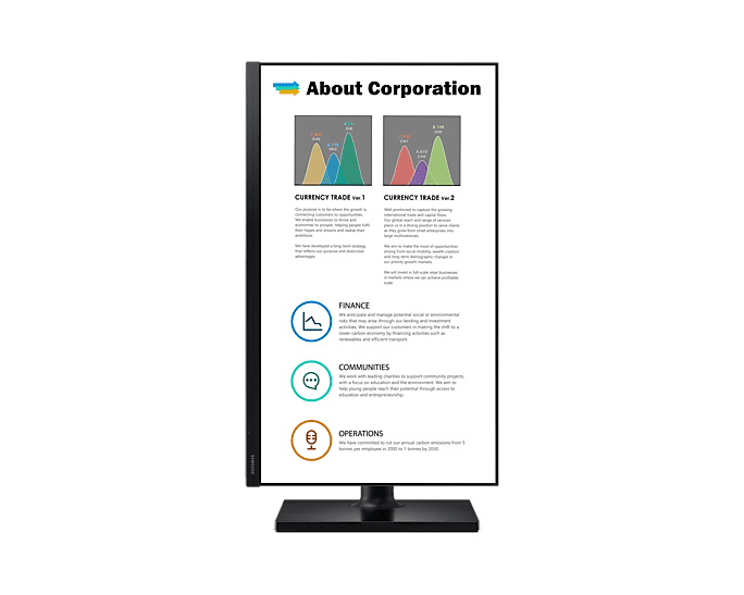 Samsung – 24" 極窄邊全高清LED顯示器|平面顯示器|可垂直轉動|可旋轉顯示器|垂直顯示器|直立式螢幕|可垂直90˚使用  T45F LF24T450FQCXXK - Image 3