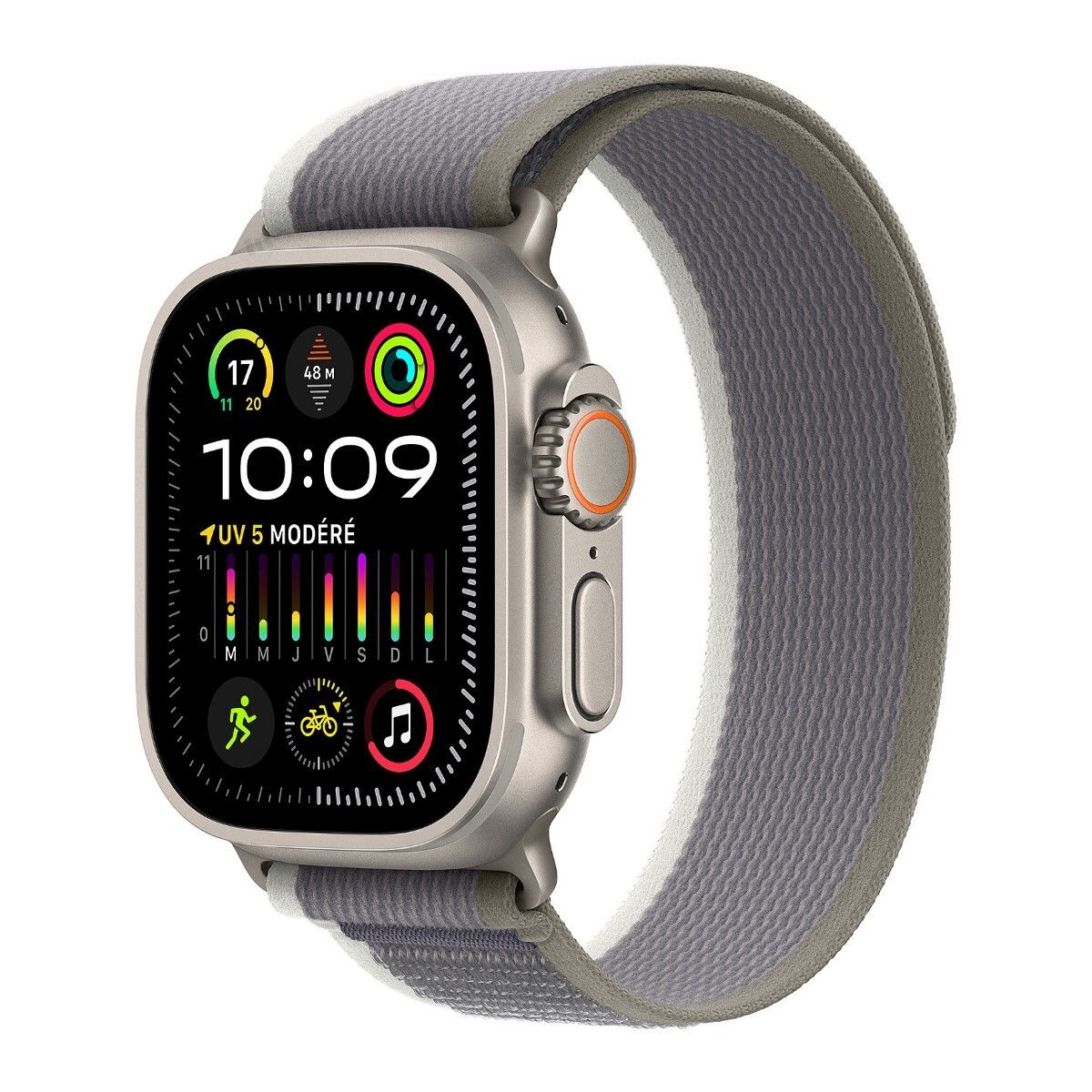 Alternative view of Apple – Watch Ultra 2 GPS + 流動網絡 49mm 原色鈦金屬錶殼配越野手環綠/灰色 (S/M) MRFN3ZA/A 香港行貨 運動手錶 健康監測 戶外探險