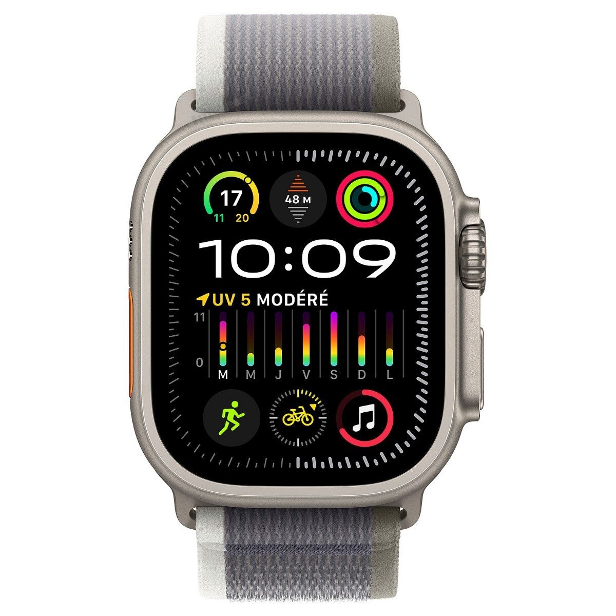 Apple – Watch Ultra 2 GPS + 流動網絡 49mm 原色鈦金屬錶殼配越野手環綠/灰色 (S/M) MRFN3ZA/A 香港行貨 運動手錶 健康監測 戶外探險 - Image 3