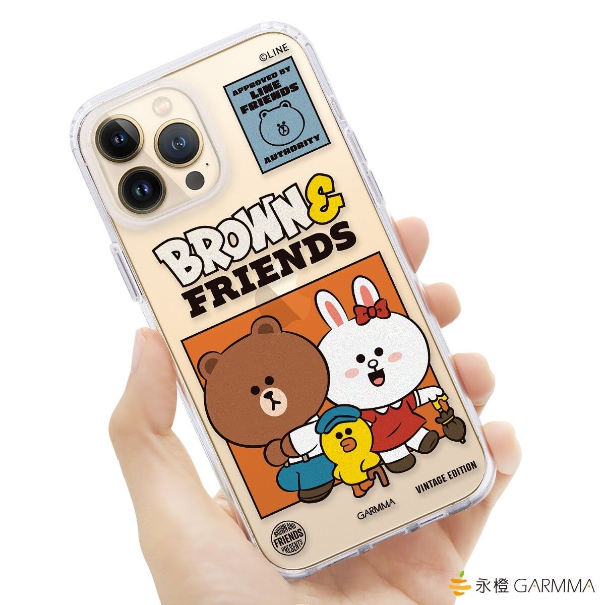 GARMMA  Line Friends iPhone 13 保護套 復古系列 8211 一套4個 夥伴 熊大 兔兔 莎莉