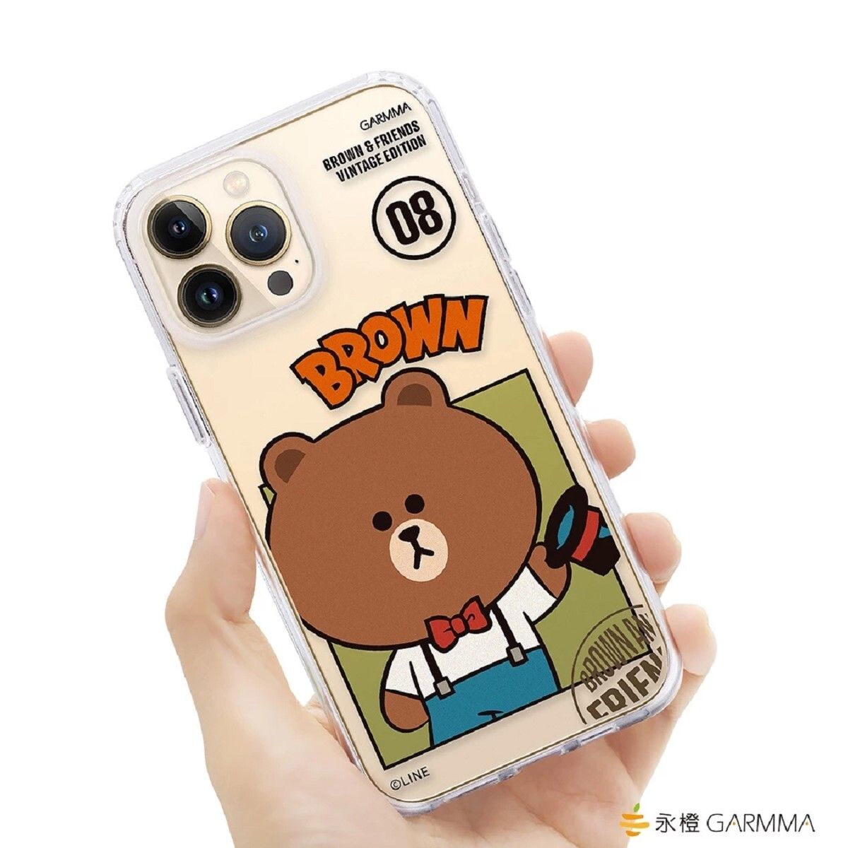 GARMMA  Line Friends iPhone 13 保護套 復古系列 8211 一套4個 夥伴 熊大 兔兔 莎莉