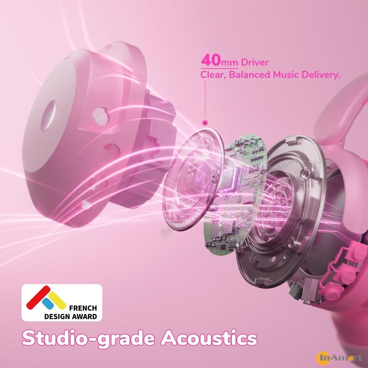 iClever – BTH20 ANC 主動降噪藍牙無線/有線兩用兒童頭戴式耳機 (粉紅色) - Image 5