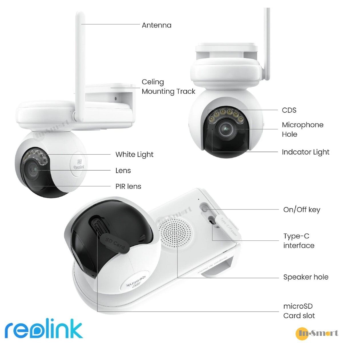 Alternative view of REOLINK – Altas PT Ultra 4K 超高清室內/室外真無線防盜網絡攝錄機連6W 太陽能板; IP65 防水; 內置電池; Wi-Fi 6 雙頻無線; 360度雲台; AI 智能追蹤; 全彩色夜視