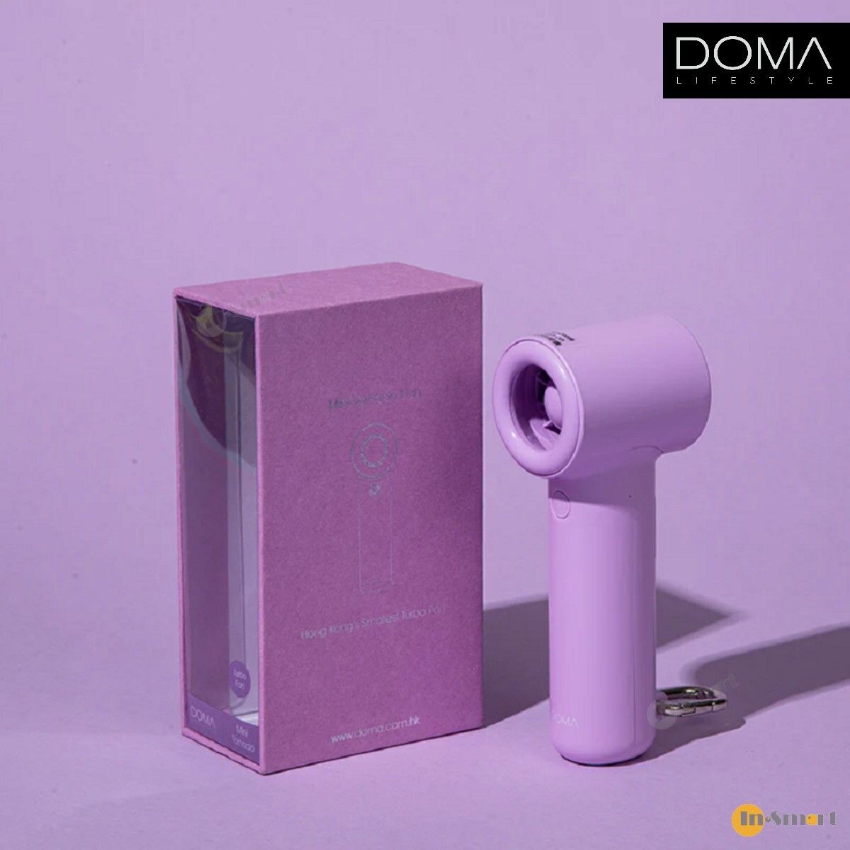DOMA – Mini Tornado 高速手持戶外迷你便攜小風扇; 內置 2000mAh 電池; 4段風力; 19000 rpm 超強風力; 輕巧細小; 帶有登山掛鉤 (紫色)