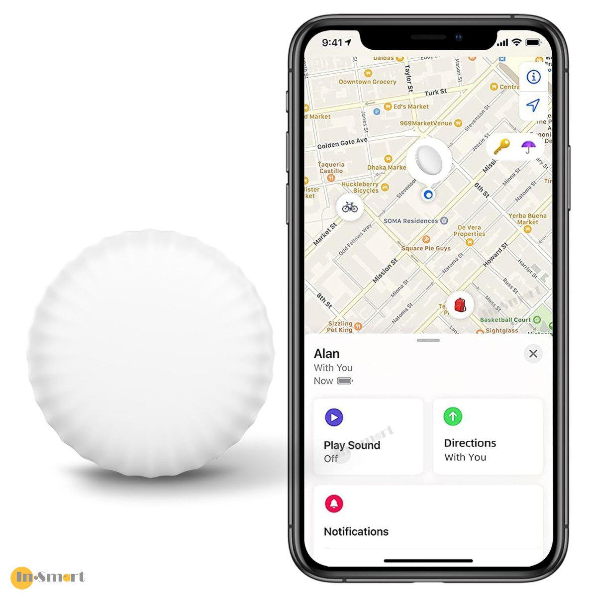 Alternative view of Mangotek – StarTag Find my 全球定位器 防丟器 實時追踪物品 精準定位 APPLE FIND MY 認證 AirTag 大小