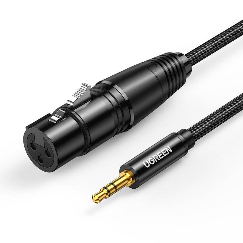 UGREEN - 3.5mm 迷你插頭 (公) - XLR (母) 音頻線 2m 黑色 | AV182/ 20244