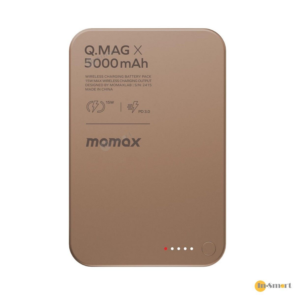 MOMAX - 砂岩色 Q.Mag X 5000mAh 超薄磁吸流動電源 - 第二代 (3C CCC 認證) IP116A