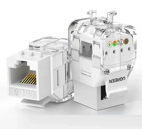 UGREEN - CAT6 UTP 免打 (非屏蔽) 水晶接頭 千兆高速傳輸(無工具)模組化信息 (i/o) 連接器 180° (適用於 Cat6) | NW159/ 80452