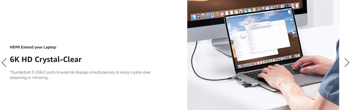 UGREEN 8211 6合2 USB C 集線器適用於 MacBook ProAir  6 IN 2  100W  SD TF  3x USB 30  Thunderbolt 3 6K 60Hz  CM25