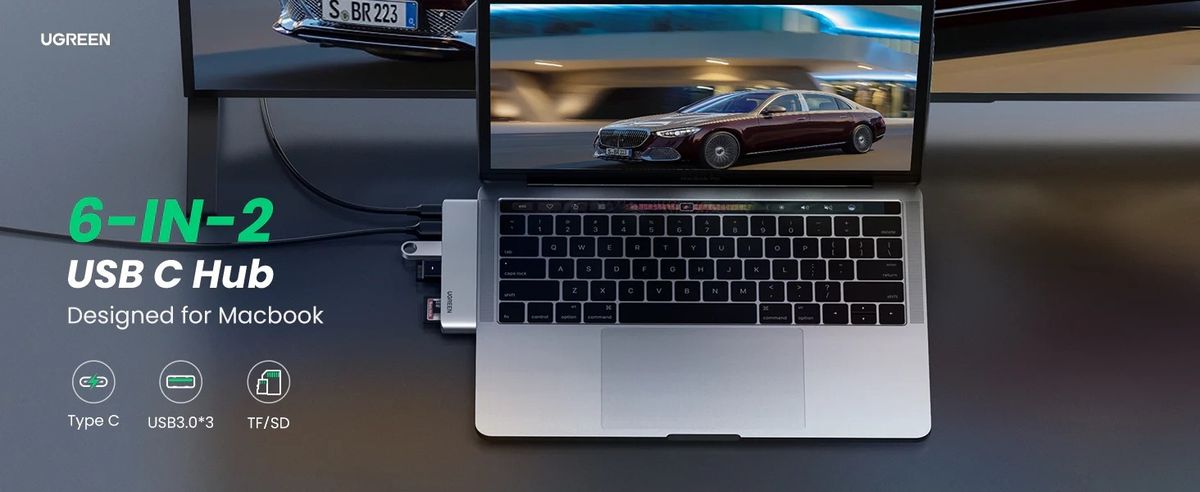 UGREEN 8211 6合2 USB C 集線器適用於 MacBook ProAir  6 IN 2  100W  SD TF  3x USB 30  Thunderbolt 3 6K 60Hz  CM25