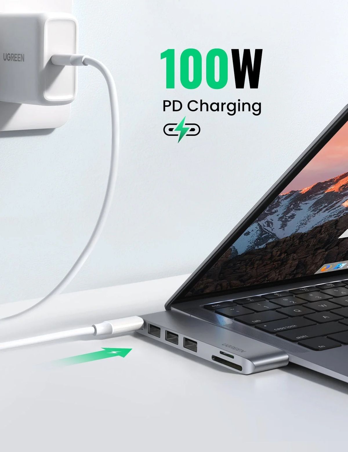UGREEN 8211 6合2 USB C 集線器適用於 MacBook ProAir  6 IN 2  100W  SD TF  3x USB 30  Thunderbolt 3 6K 60Hz  CM25