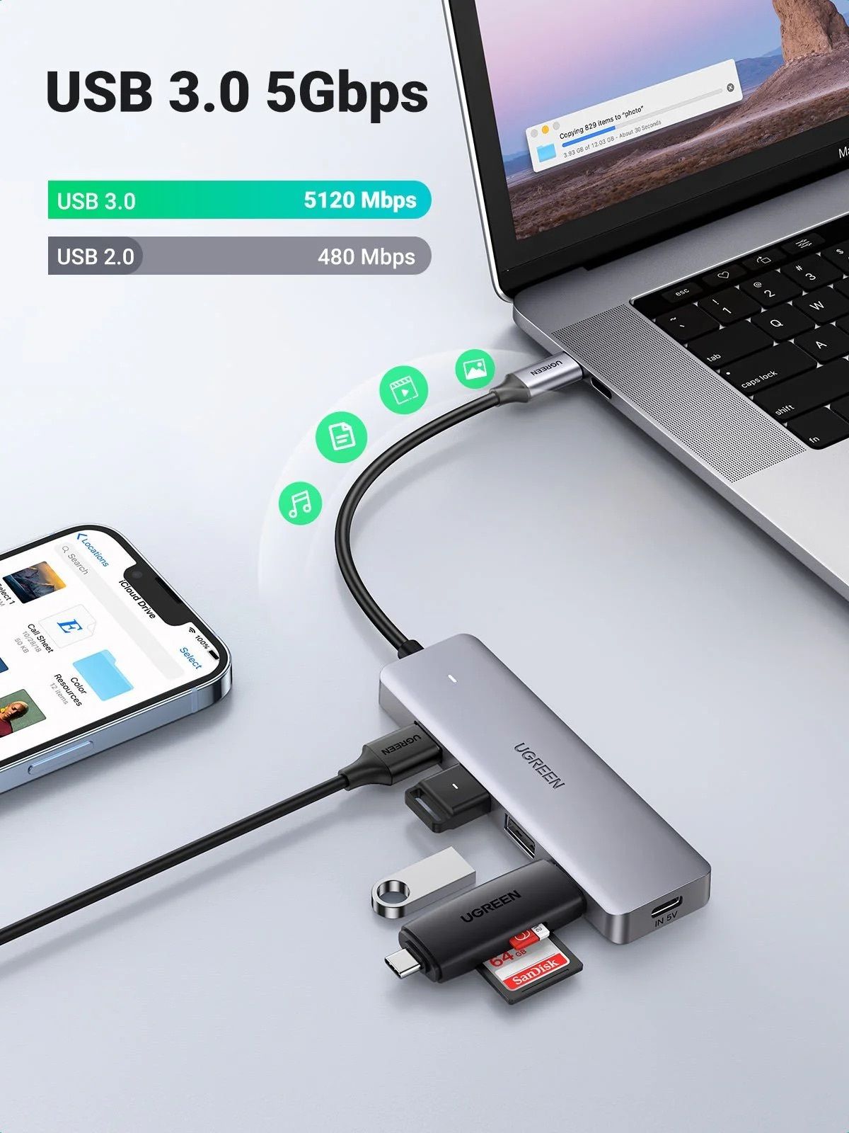 UGREEN 8211 4 端口 USB C 集線器 擴展器  CM219 70336