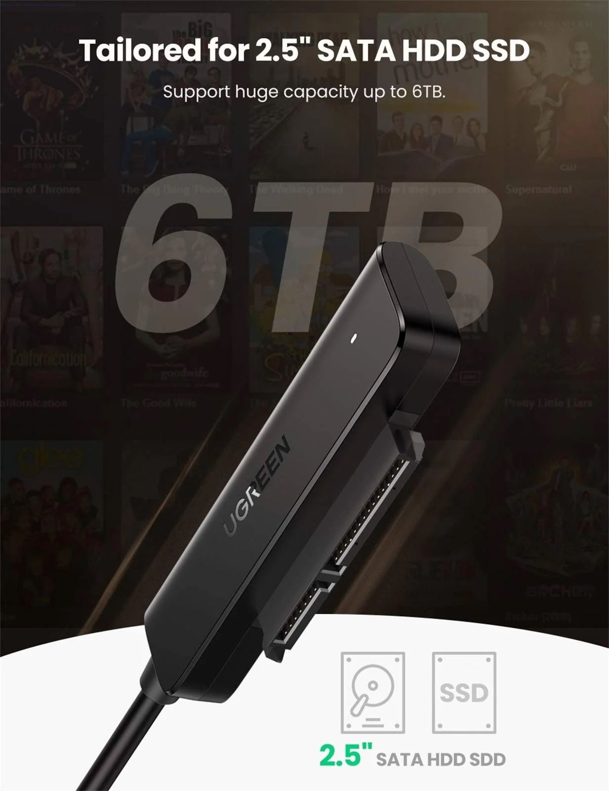 UGREEN 8211 HDDSSD SATA to USB 30 轉接器  CM321 70609