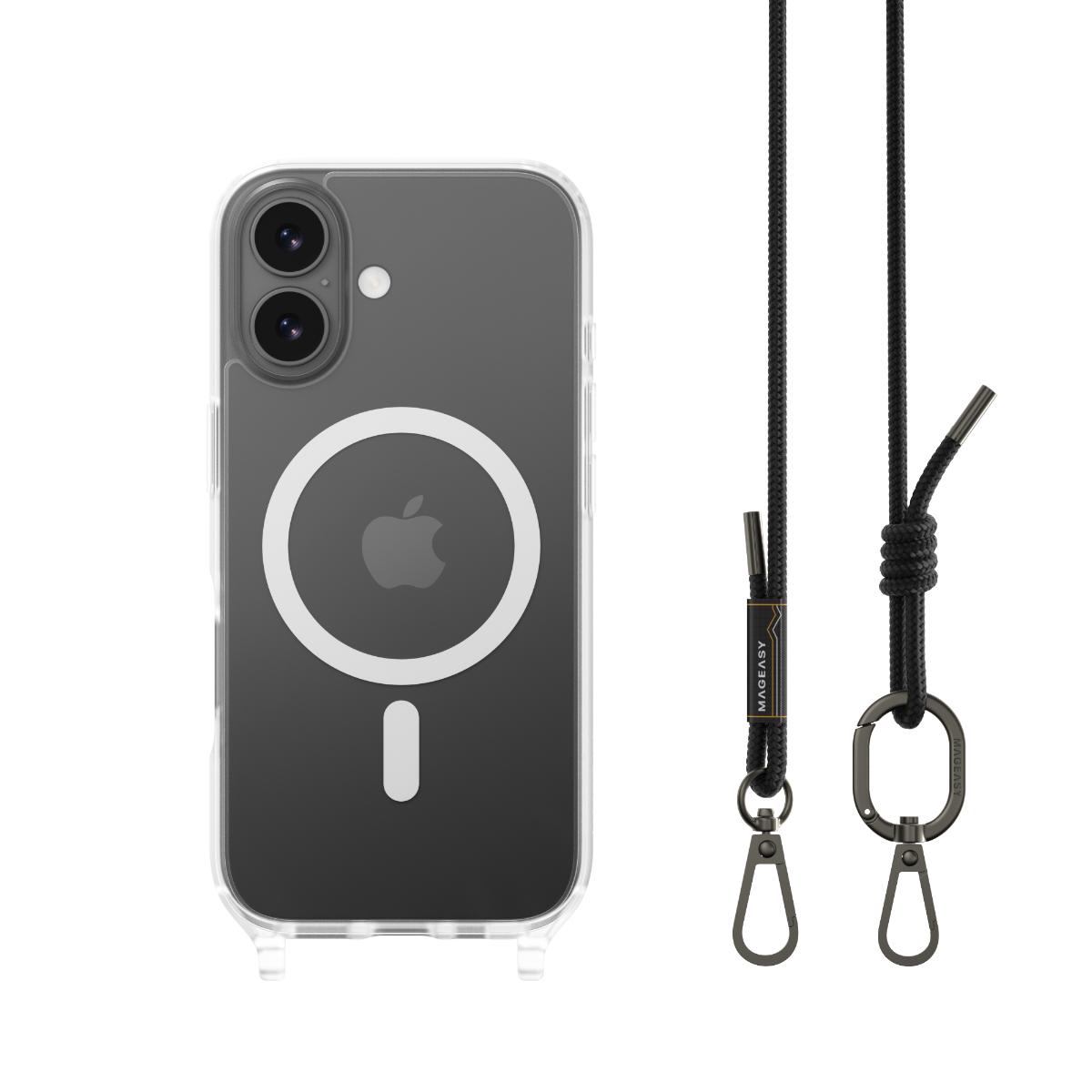 MAGEASY iPhone 17 - Roam M 城市漫遊超軍規防摔掛繩手機殼(支援MagSafe)- 透明/沉穩黑