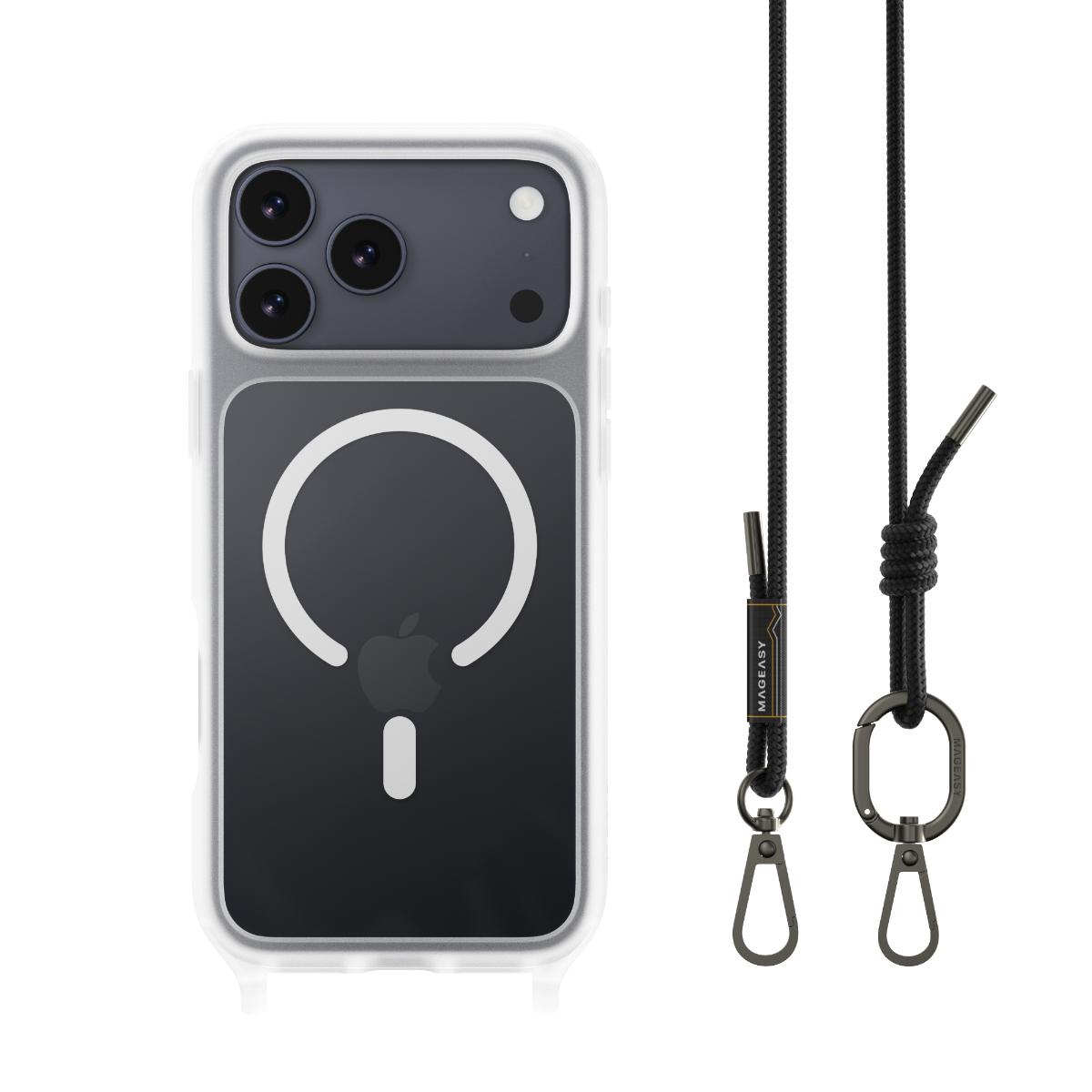 MAGEASY iPhone 17 Pro Max - Roam M 城市漫遊超軍規防摔掛繩手機殼(支援MagSafe)- 透明/沉穩黑